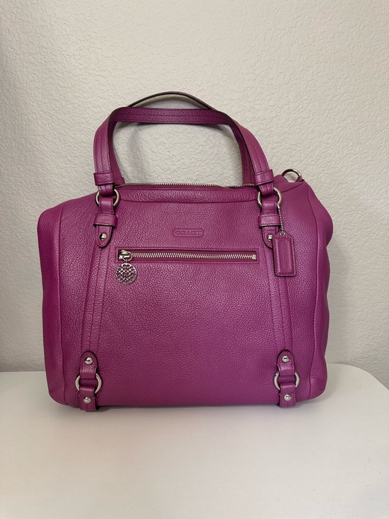Coach Handbags - Coach Pebbled Leather Purple Alexandra Tote Purse with Hang Tag crossbody NWOT